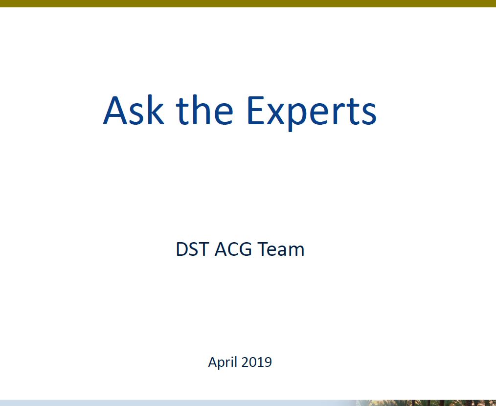 Session 11 DST Health Solutions Team Ask the Experts Johns Hopkins